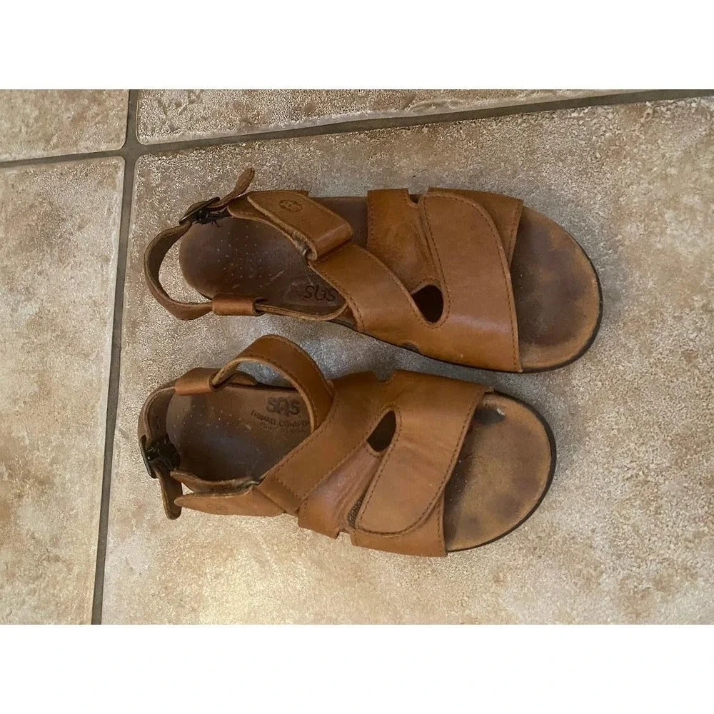 SAS  Women's Brown Tripad Comfort Sandals Size 6 Open Toe Comfort Strappy - Picture 4 of 10